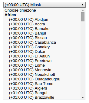 Вывод списка UTC timezones на php в виде html select списка